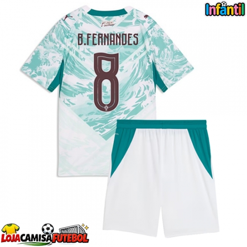 Camisa de Futebol Portugal Bruno Fernandes #8 Equipamento Secundário Infantil Mundo 2026 Manga Curta (+ Calças curtas)